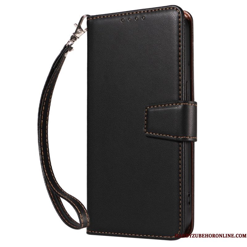 Leren Hoesje Samsung Galaxy S25 Ultra 5g Rfid-leren Portemonnee Met Bandje