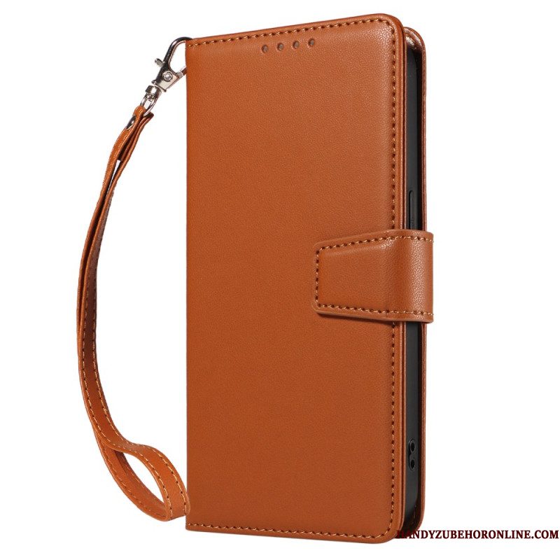 Leren Hoesje Samsung Galaxy S25 Ultra 5g Rfid-leren Portemonnee Met Bandje