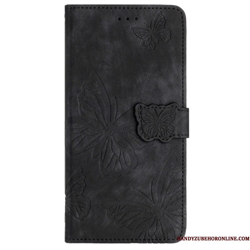 Leren Hoesje Samsung Galaxy S25 Ultra 5g Vlinders Met Suède-effect Bescherming Hoesje