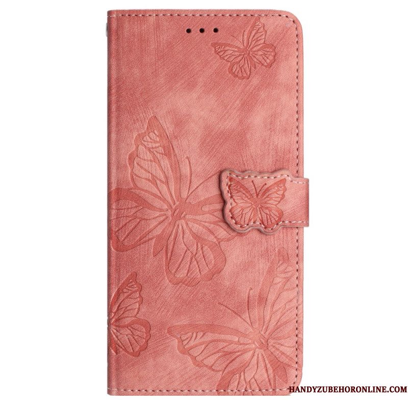Leren Hoesje Samsung Galaxy S25 Ultra 5g Vlinders Met Suède-effect Bescherming Hoesje