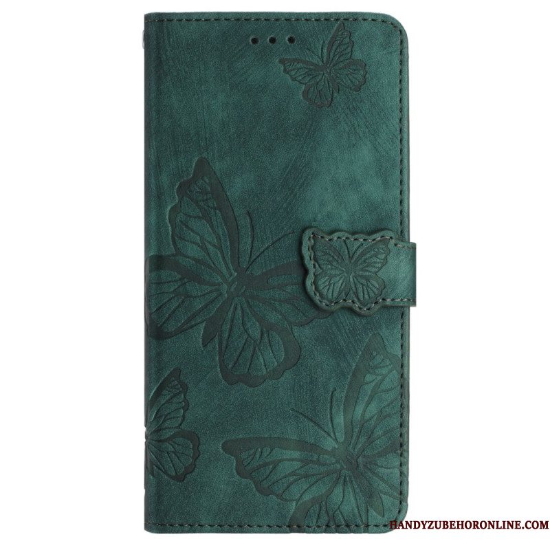 Leren Hoesje Samsung Galaxy S25 Ultra 5g Vlinders Met Suède-effect Bescherming Hoesje