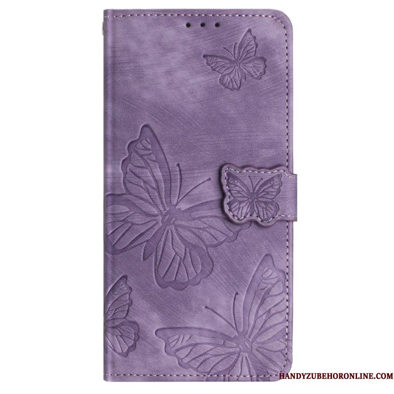 Leren Hoesje Samsung Galaxy S25 Ultra 5g Vlinders Met Suède-effect Bescherming Hoesje