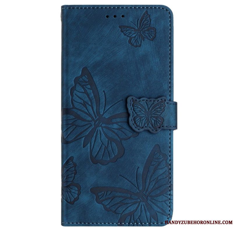 Leren Hoesje Samsung Galaxy S25 Ultra 5g Vlinders Met Suède-effect Bescherming Hoesje