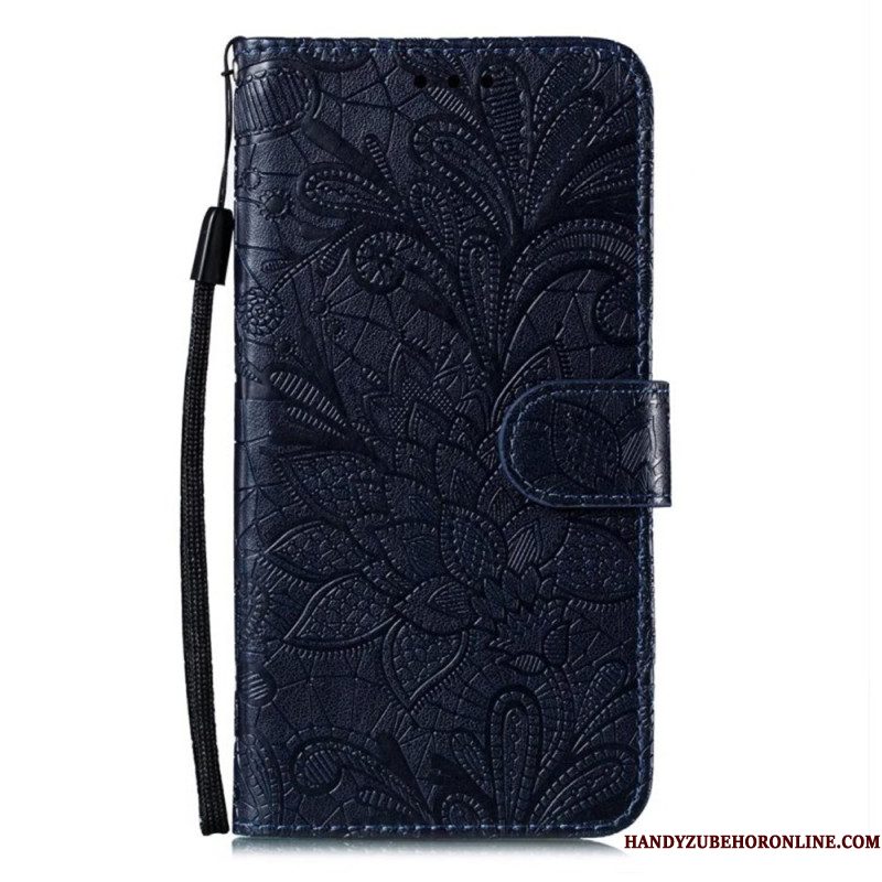 Leren Hoesje Samsung Galaxy S26 Bloemenkantpatroon Bescherming Hoesje