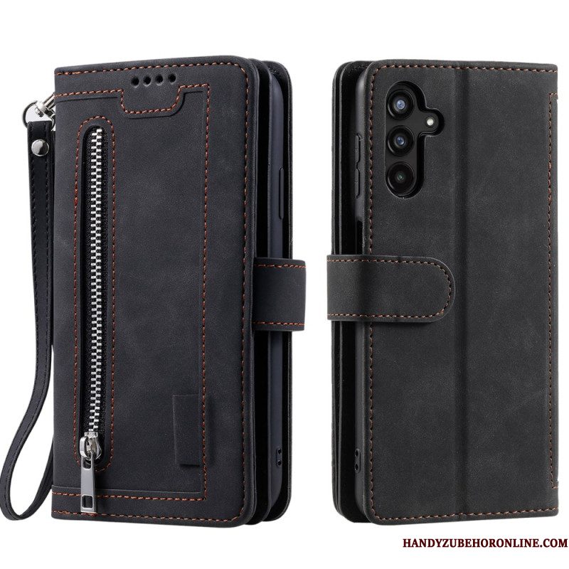 Leren Hoesje Samsung Galaxy S26 Plus 9 Kaartsleuven En Ritssluiting Bescherming Hoesje