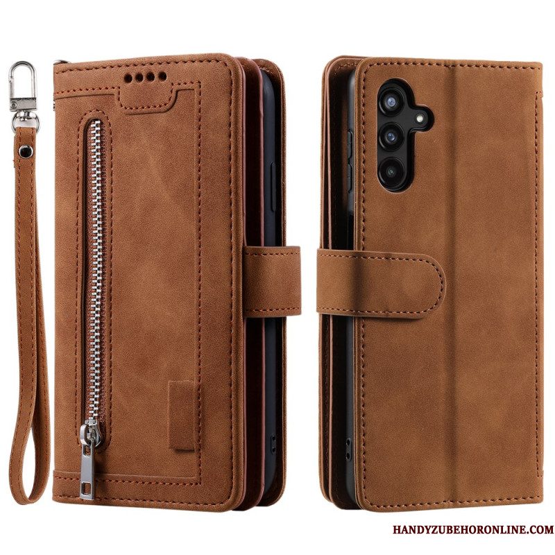 Leren Hoesje Samsung Galaxy S26 Plus 9 Kaartsleuven En Ritssluiting Bescherming Hoesje