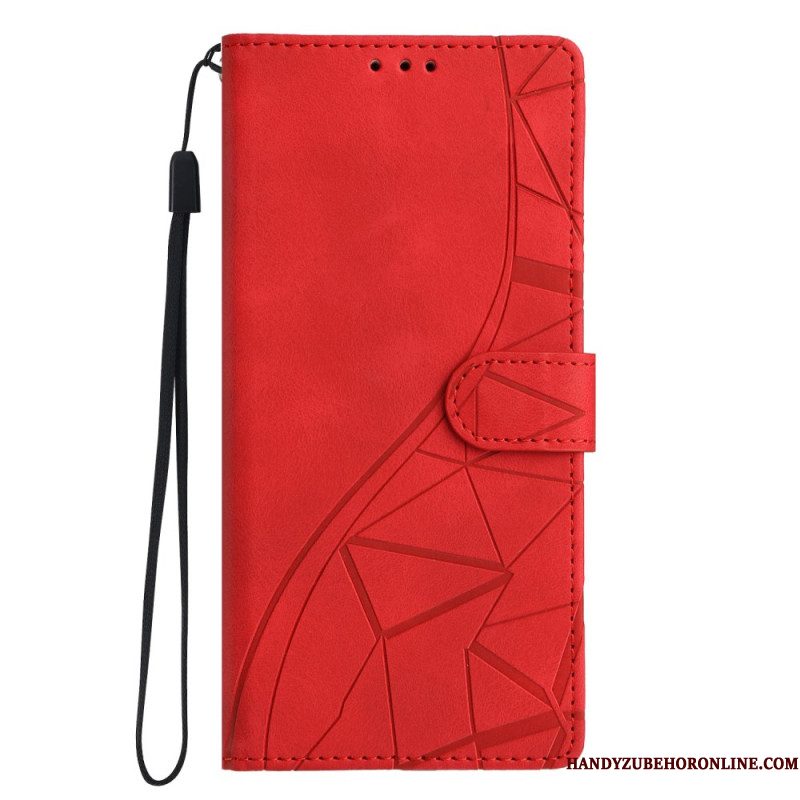 Leren Hoesje Samsung Galaxy S26 Plus Gegraveerde Driehoeken