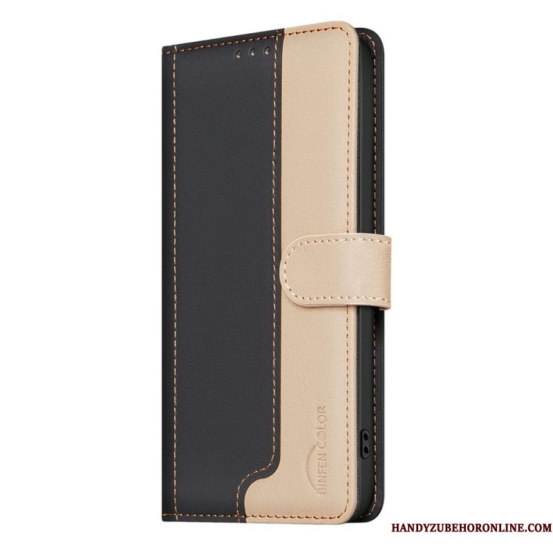 Leren Hoesje Samsung Galaxy S26 Plus Tweekleurige Binfen Kleur Bescherming Hoesje