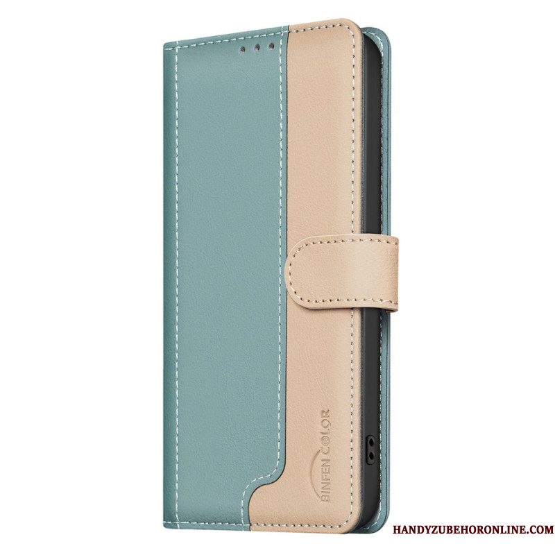 Leren Hoesje Samsung Galaxy S26 Plus Tweekleurige Binfen Kleur Bescherming Hoesje