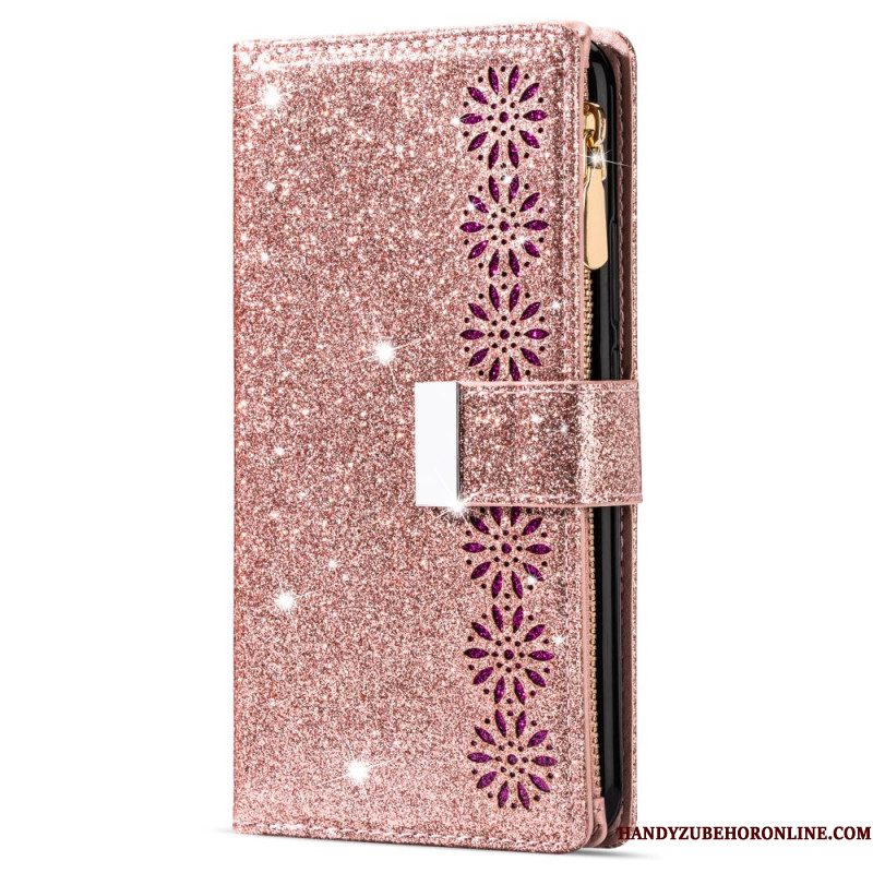 Leren Hoesje Samsung Galaxy S26 Portemonnee Met Pailletten Bescherming Hoesje