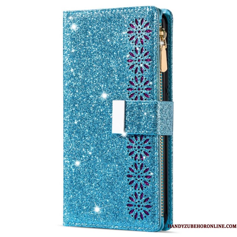 Leren Hoesje Samsung Galaxy S26 Portemonnee Met Pailletten Bescherming Hoesje
