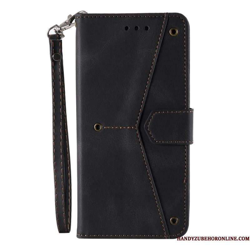 Leren Hoesje Samsung Galaxy S26 Tweekleurig Met Band