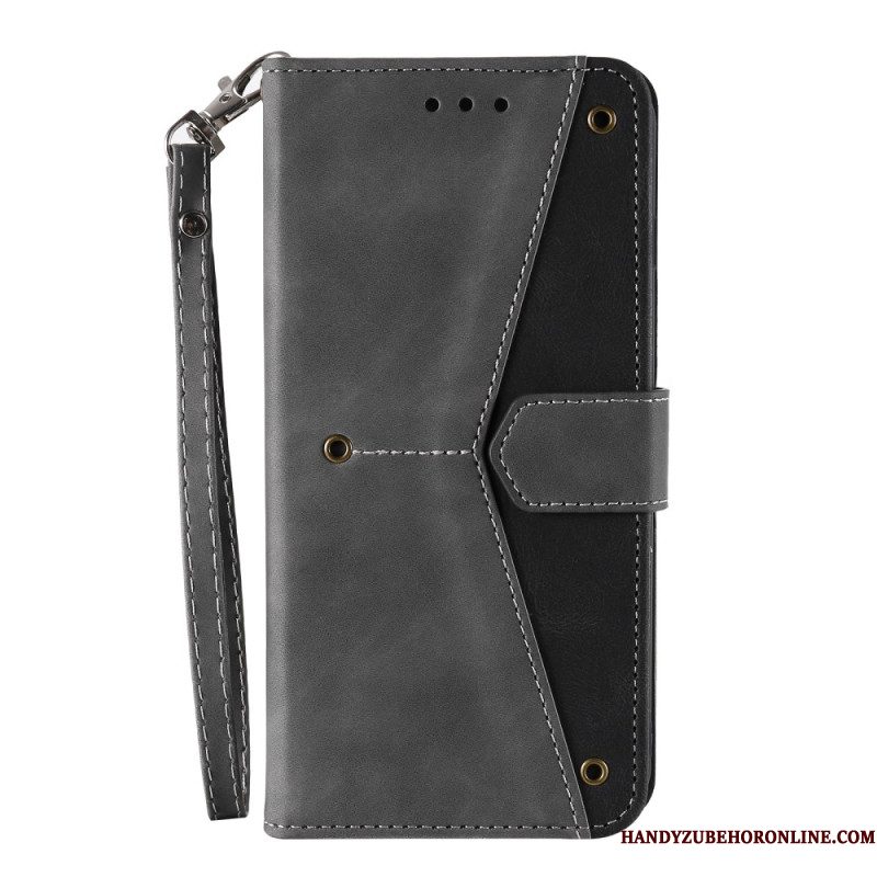 Leren Hoesje Samsung Galaxy S26 Tweekleurig Met Band