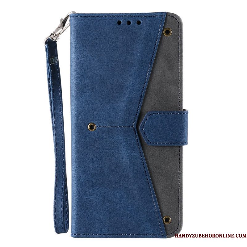 Leren Hoesje Samsung Galaxy S26 Tweekleurig Met Band