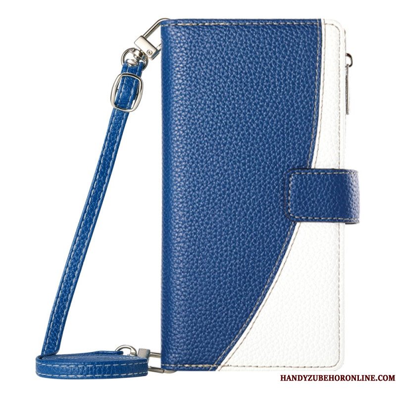 Leren Hoesje Samsung Galaxy S26 Tweekleurige Portemonnee Met Bandjes