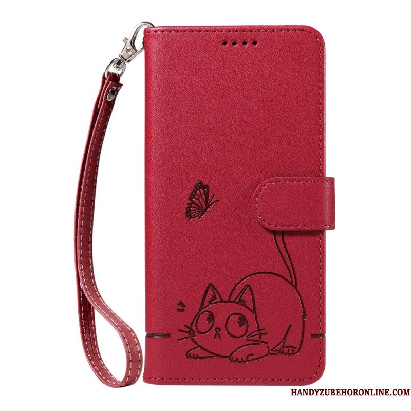 Leren Hoesje Samsung Galaxy S26 Ultra Kattengravure Bescherming Hoesje