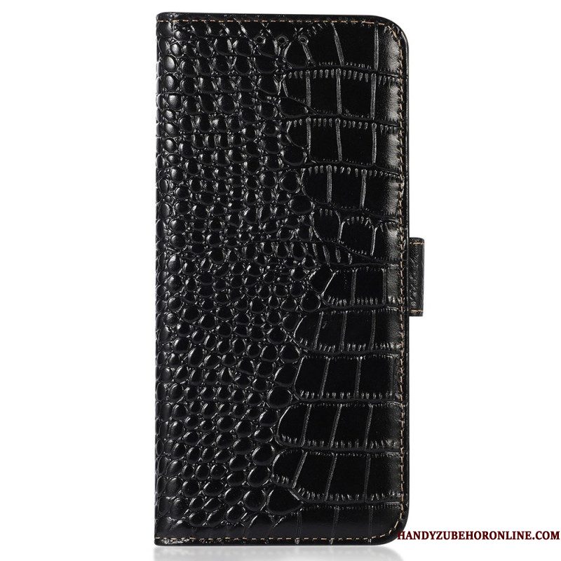 Leren Hoesje Samsung Galaxy S26 Ultra Rfid-blokkering In Krokodillenstijl