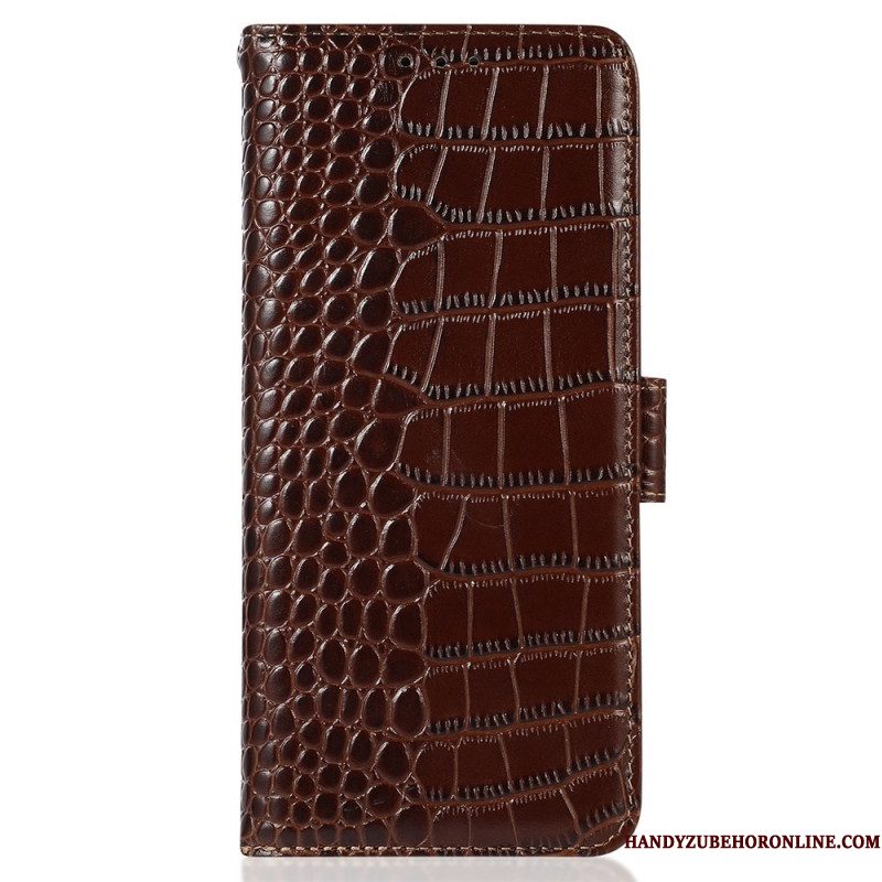 Leren Hoesje Samsung Galaxy S26 Ultra Rfid-blokkering In Krokodillenstijl