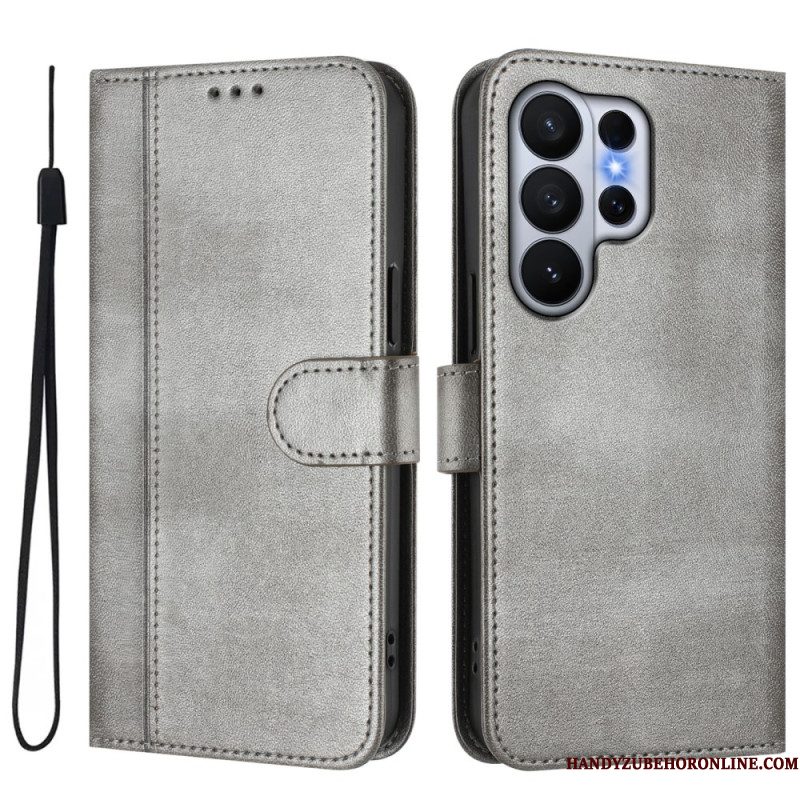 Leren Hoesje Samsung Galaxy S26 Ultra Vintage Design Bescherming Hoesje