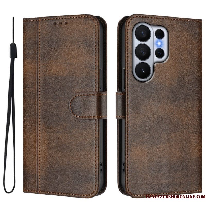 Leren Hoesje Samsung Galaxy S26 Ultra Vintage Design Bescherming Hoesje