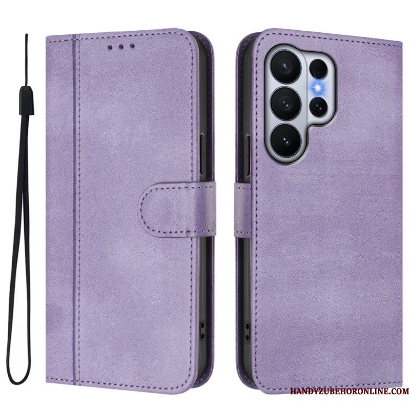 Leren Hoesje Samsung Galaxy S26 Ultra Vintage Design Bescherming Hoesje