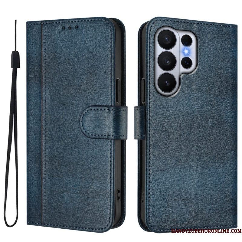 Leren Hoesje Samsung Galaxy S26 Ultra Vintage Design Bescherming Hoesje