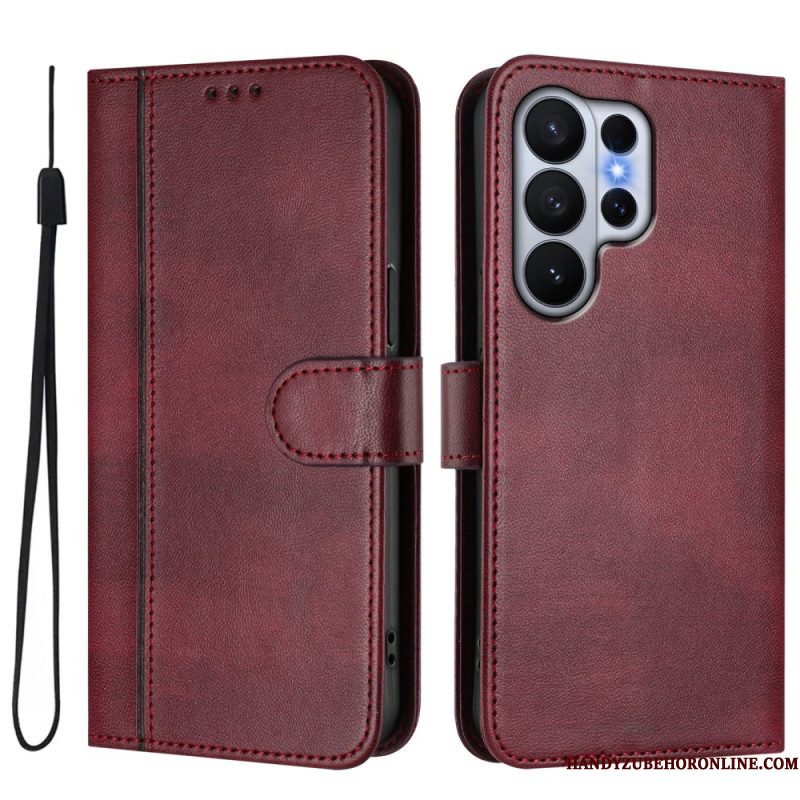 Leren Hoesje Samsung Galaxy S26 Ultra Vintage Design Bescherming Hoesje