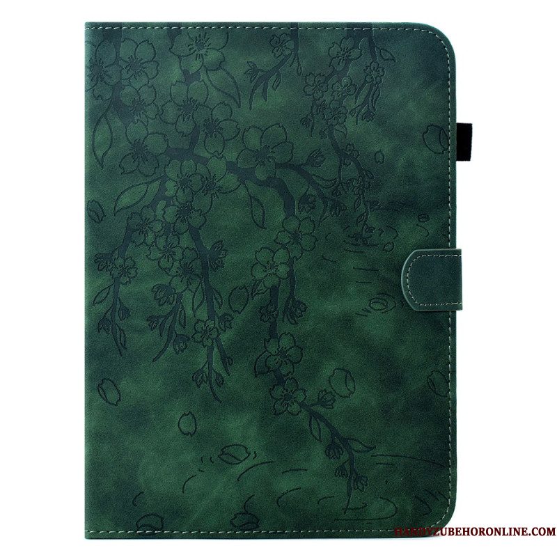 Leren Hoesje Samsung Galaxy Tab S11 Bloemenpatroon Van Suède Bescherming Hoesje