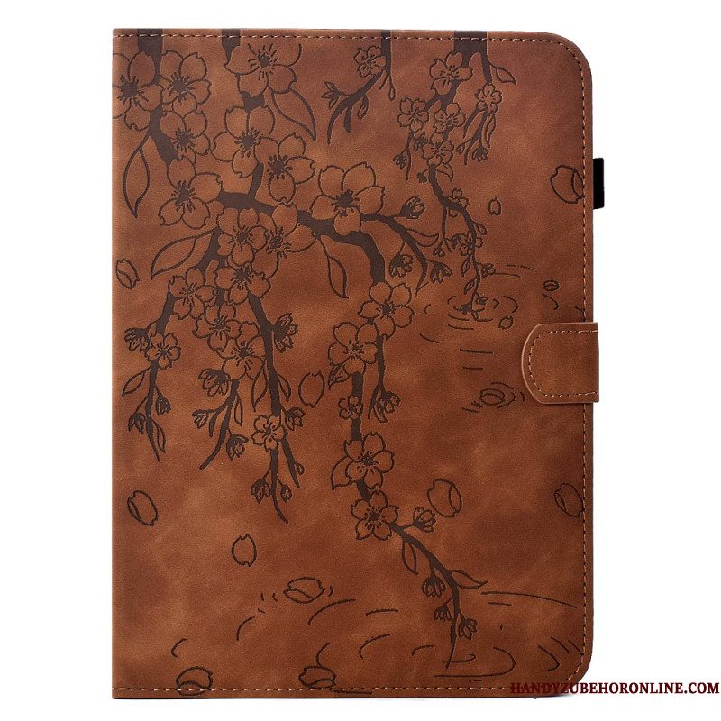 Leren Hoesje Samsung Galaxy Tab S11 Bloemenpatroon Van Suède Bescherming Hoesje