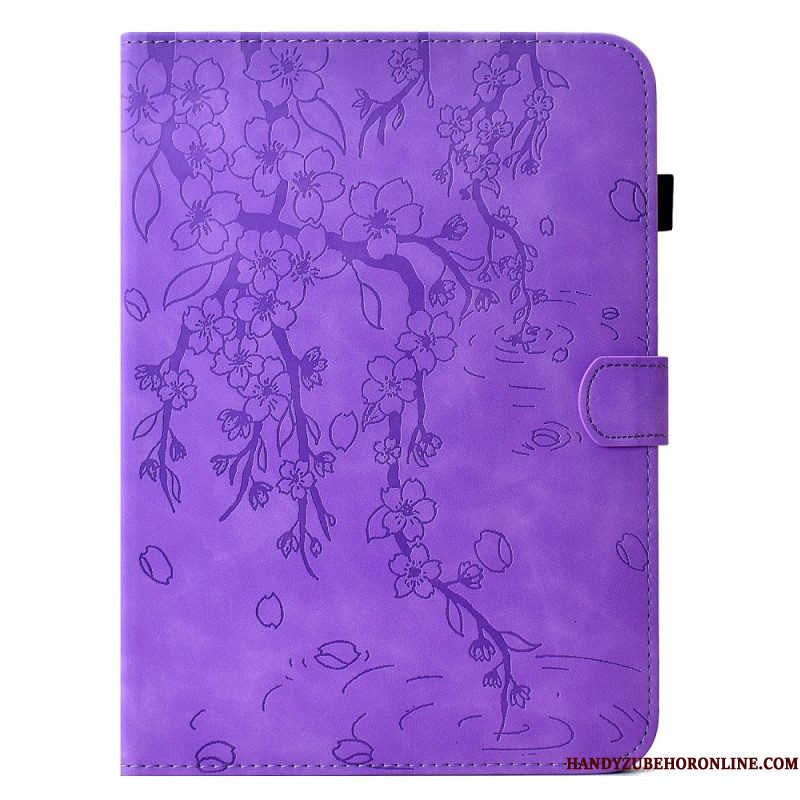 Leren Hoesje Samsung Galaxy Tab S11 Bloemenpatroon Van Suède Bescherming Hoesje