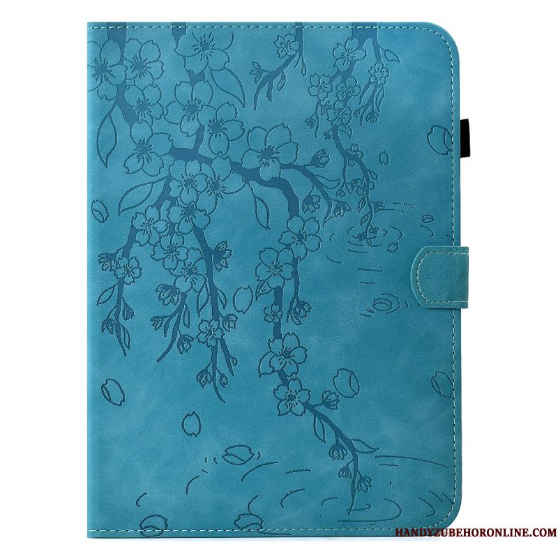 Leren Hoesje Samsung Galaxy Tab S11 Bloemenpatroon Van Suède Bescherming Hoesje