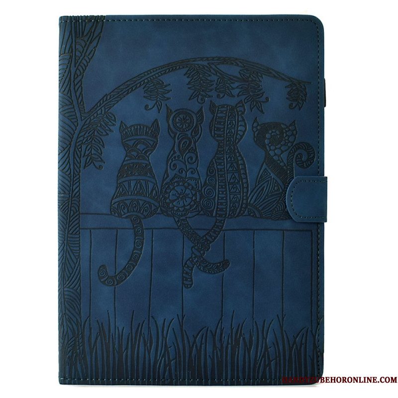 Leren Hoesje Samsung Galaxy Tab S11 Kattenscène Met Suède-effect Bescherming Hoesje