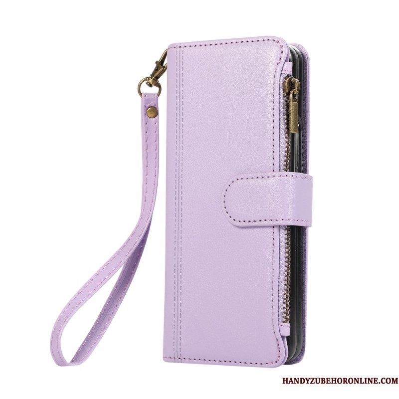 Leren Hoesje Samsung Galaxy Z Fold 7 Portemonnee Met Riempje