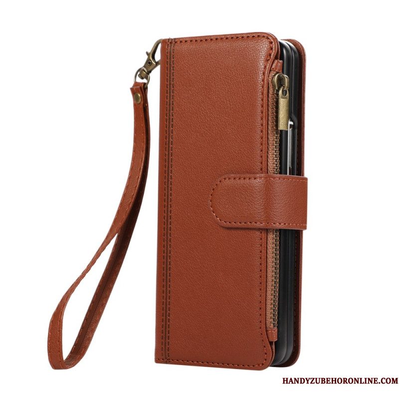 Leren Hoesje Samsung Galaxy Z Fold 7 Portemonnee Met Riempje