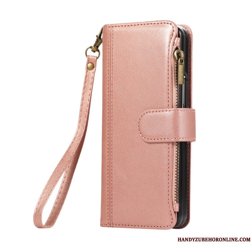 Leren Hoesje Samsung Galaxy Z Fold 7 Portemonnee Met Riempje