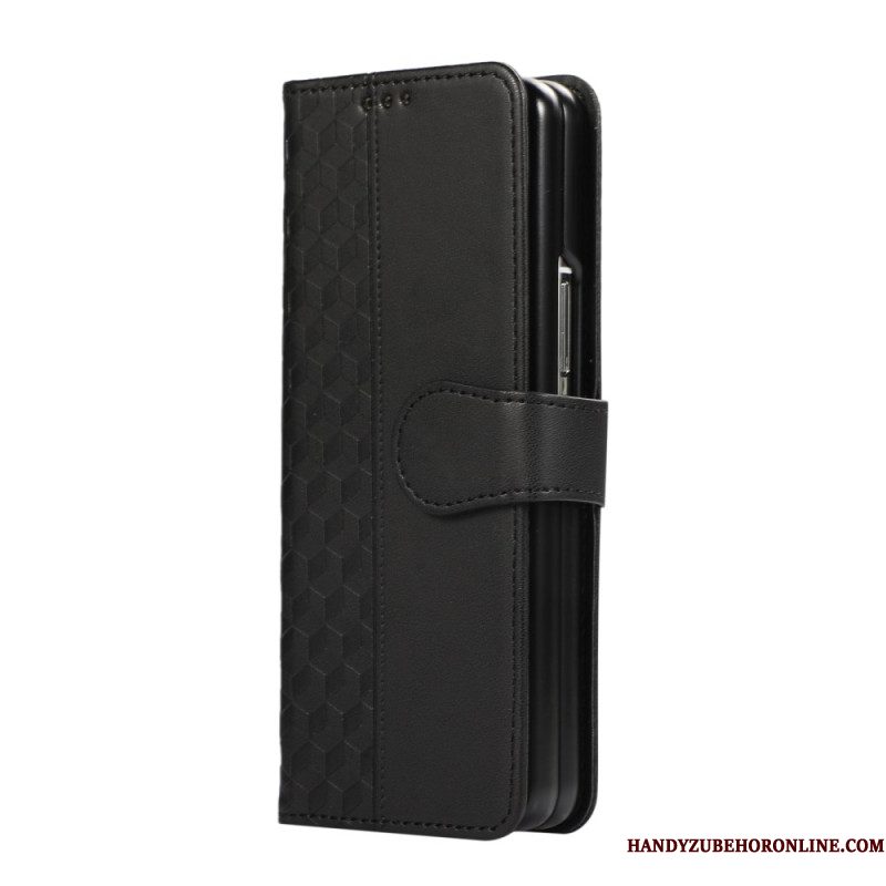 Leren Hoesje Samsung Galaxy Z Fold 7 Reliëfpatroon Met Riempje