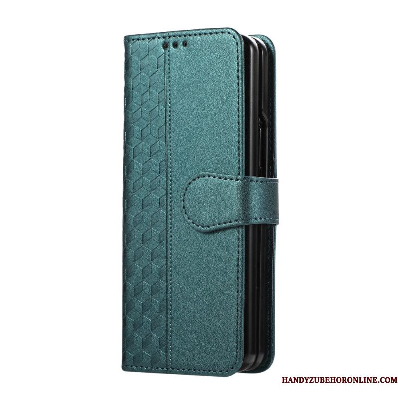 Leren Hoesje Samsung Galaxy Z Fold 7 Reliëfpatroon Met Riempje