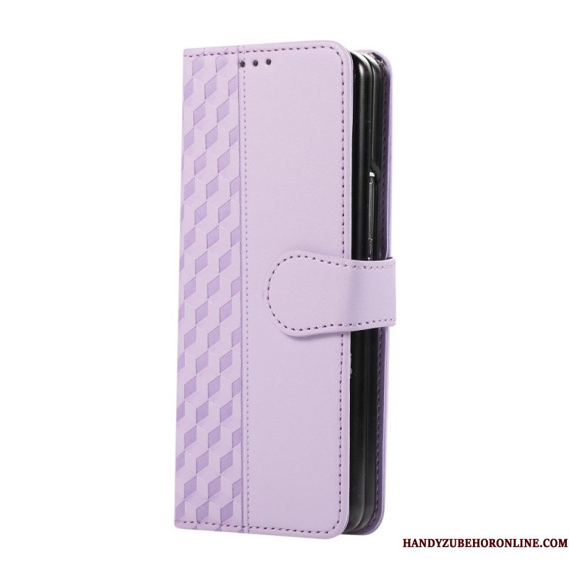 Leren Hoesje Samsung Galaxy Z Fold 7 Reliëfpatroon Met Riempje