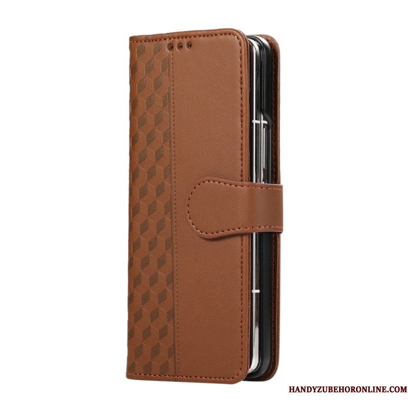 Leren Hoesje Samsung Galaxy Z Fold 7 Reliëfpatroon Met Riempje