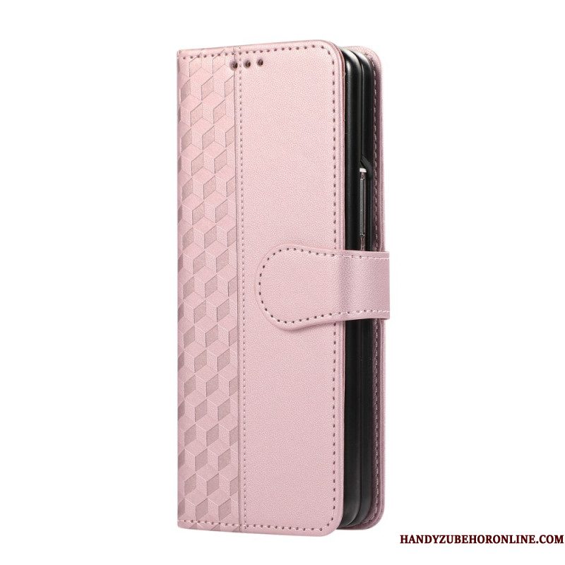 Leren Hoesje Samsung Galaxy Z Fold 7 Reliëfpatroon Met Riempje