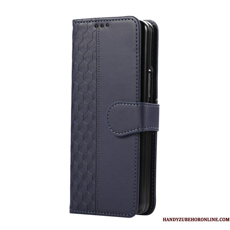 Leren Hoesje Samsung Galaxy Z Fold 7 Reliëfpatroon Met Riempje