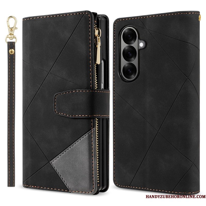 Leren Hoesje Samsung Galaxy Z Fold 7 Tweekleurige Portemonnee Bescherming Hoesje