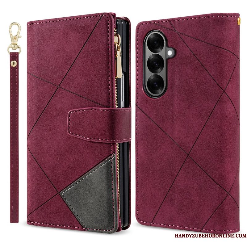 Leren Hoesje Samsung Galaxy Z Fold 7 Tweekleurige Portemonnee Bescherming Hoesje