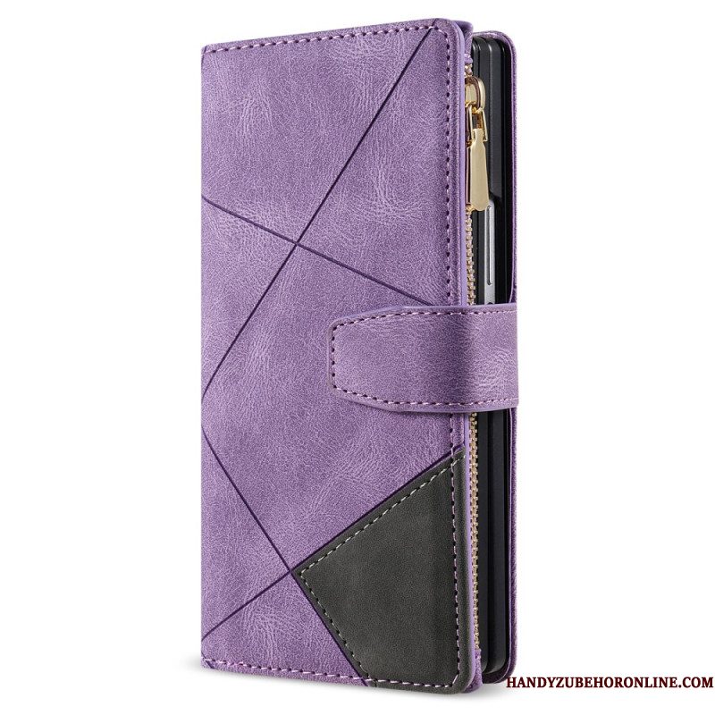 Leren Hoesje Samsung Galaxy Z Fold 7 Tweekleurige Portemonnee Bescherming Hoesje