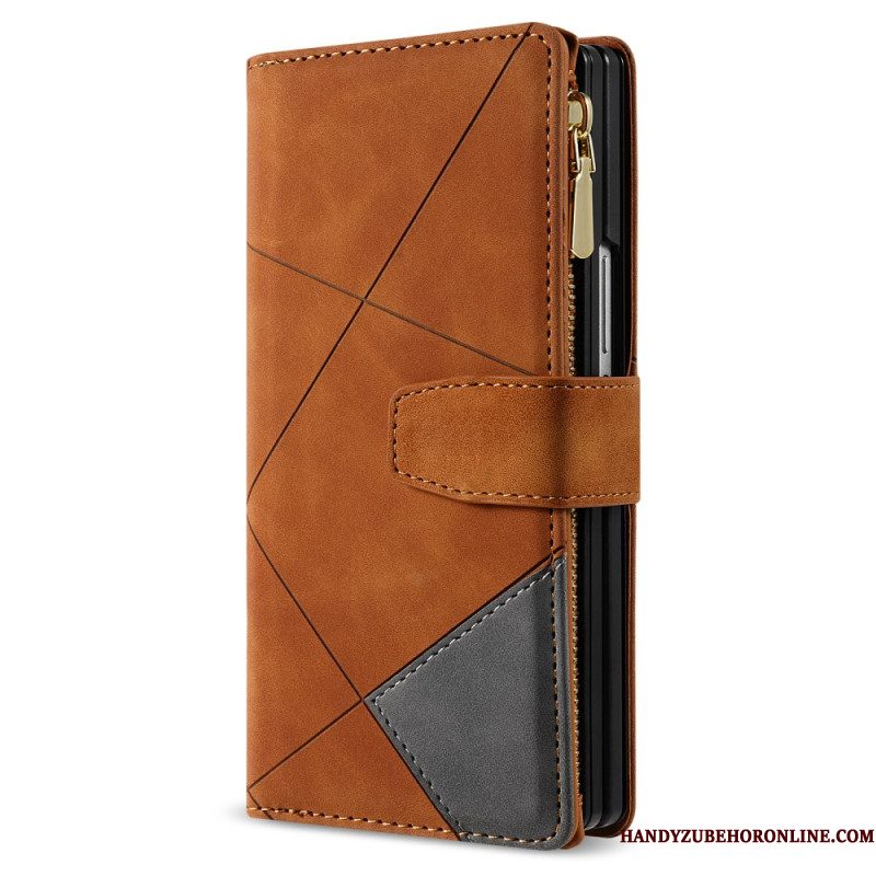 Leren Hoesje Samsung Galaxy Z Fold 7 Tweekleurige Portemonnee Bescherming Hoesje