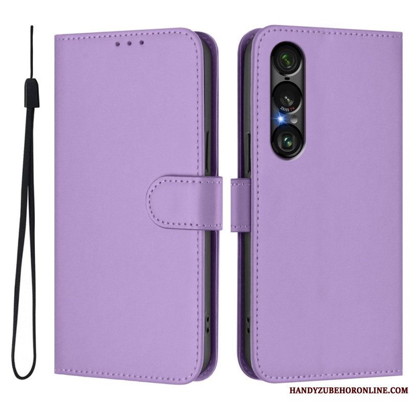 Leren Hoesje Sony Xperia 1 Vii Monochroom Bescherming Hoesje
