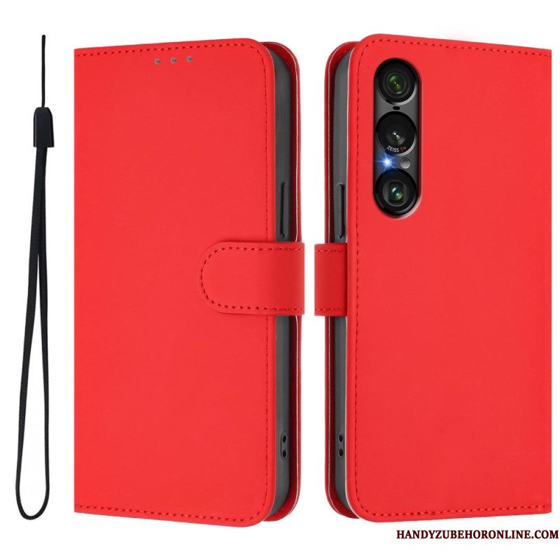 Leren Hoesje Sony Xperia 1 Vii Monochroom Bescherming Hoesje