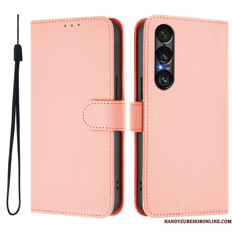 Leren Hoesje Sony Xperia 1 Vii Monochroom Bescherming Hoesje
