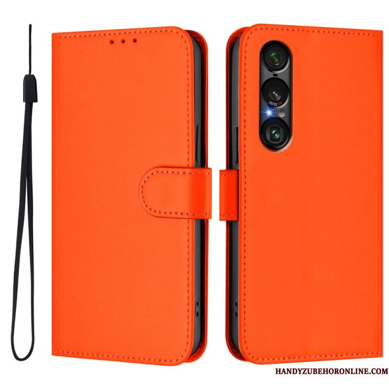 Leren Hoesje Sony Xperia 1 Vii Monochroom Bescherming Hoesje