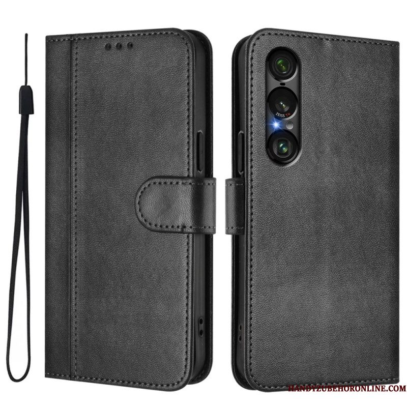 Leren Hoesje Sony Xperia 1 Vii Retro Design Bescherming Hoesje